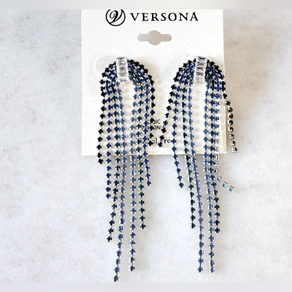 Striking Blue & Black Chandelier Earrings